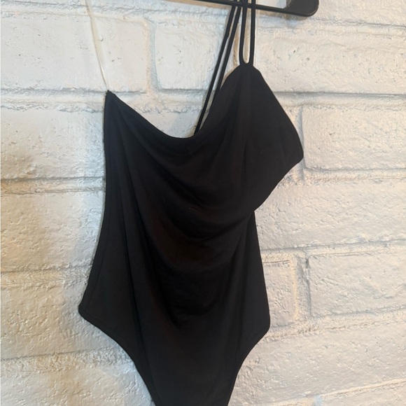 Fashion Nova Black Asymmetrical Bodysuit - Picture 2 of 5